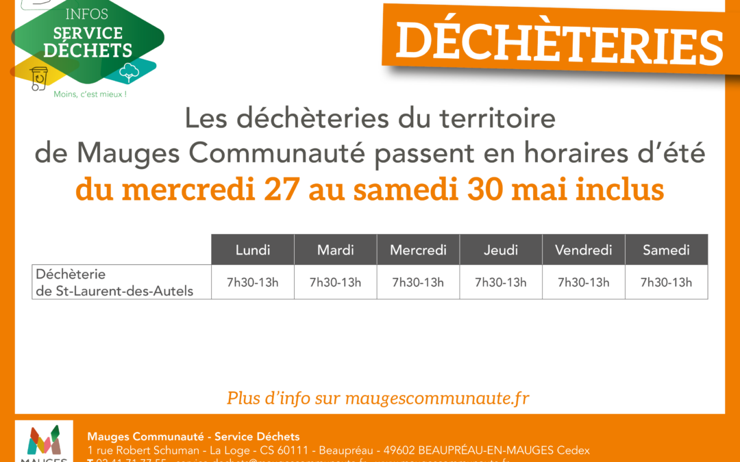 Fortes chaleurs : modification des horaires de la déchèterie