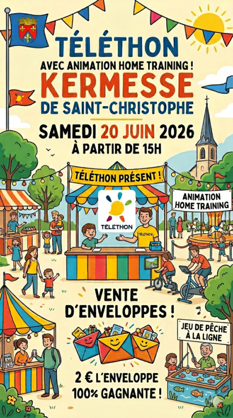 Affiche kermesse école Le P'tit Anjou à Saint-Christophe-la-Couperie. Samedi 20 juin 2026