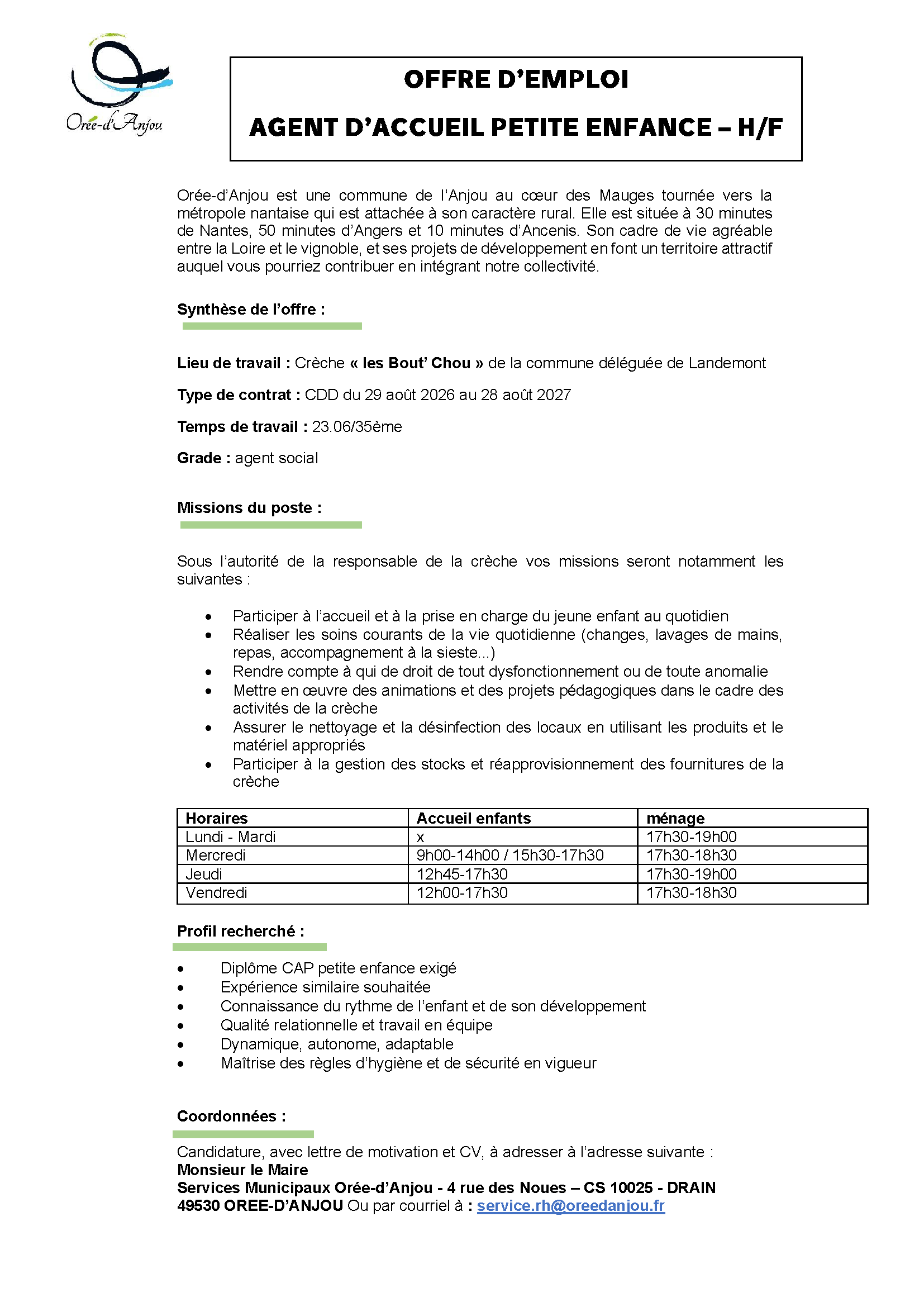 2026-42 Agent d'accueil petite enfance