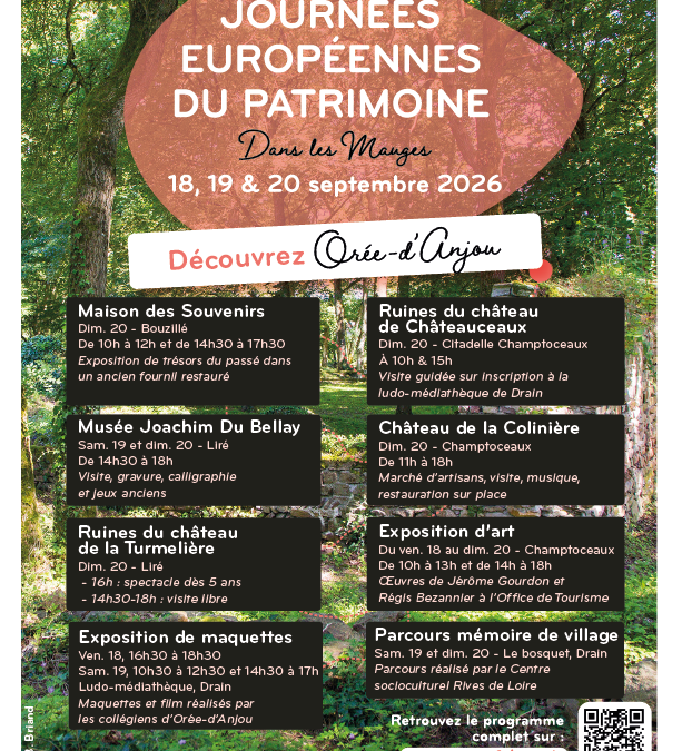 Journées européennes du patrimoine dans les Mauges : découvrez Orée-d&rsquo;Anjou !